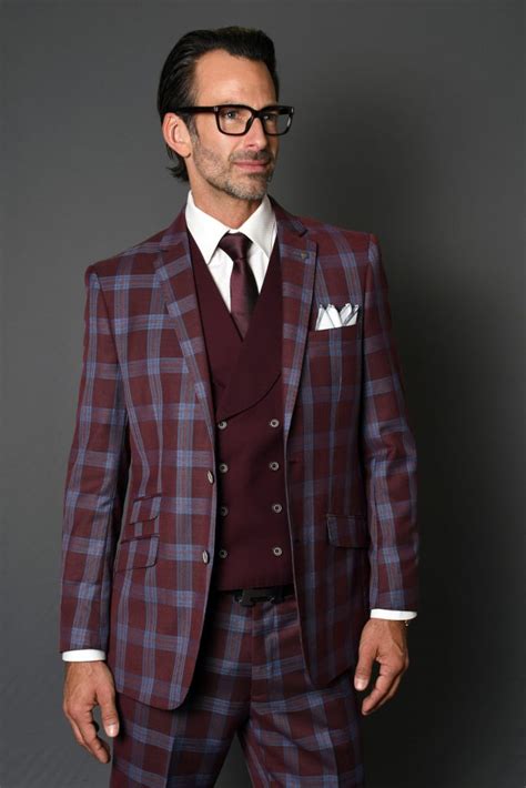 mens versace bordeaux suit checkered wool|Suits And Blazers .